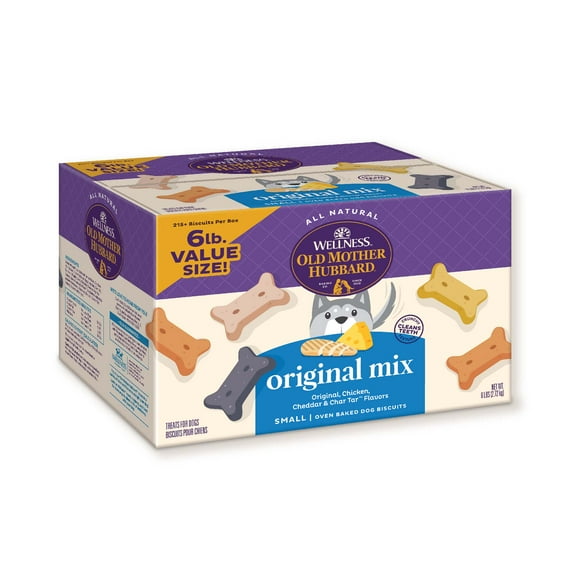 Wellness Old Mother Hubbard Original Mix Dog Biscuits, Natural, Training Treats, Four Flavors, Small Size, (6 Pound Bag)