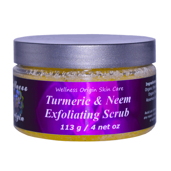 Wellness Origin Turmeric & Neem Exfoliating Scrub | Anti-Inflammatory,  Nourish,  Soothes the Skin 4 oz