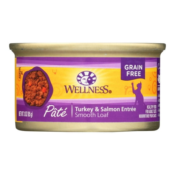 Wellness Complete Health Salmon & Turkey Flavor Pate Wet Cat Food, 3 oz. Cans (24 Count)
