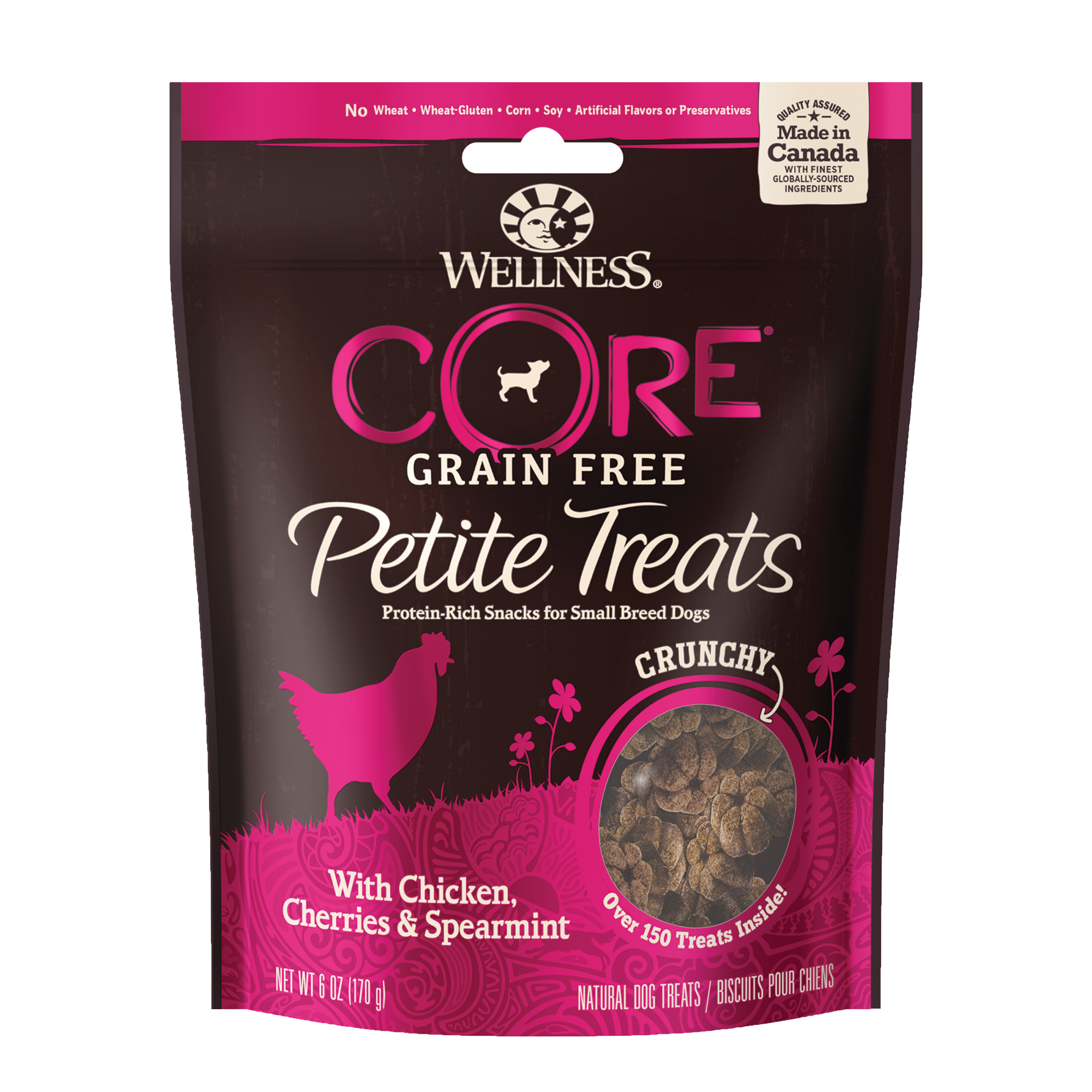 Wellness Petite Treats Natural Grain Free Small Breed Crunchy Dog Treats, Chicken & Cherries, 6-Ounce Bag - image 1 of 6