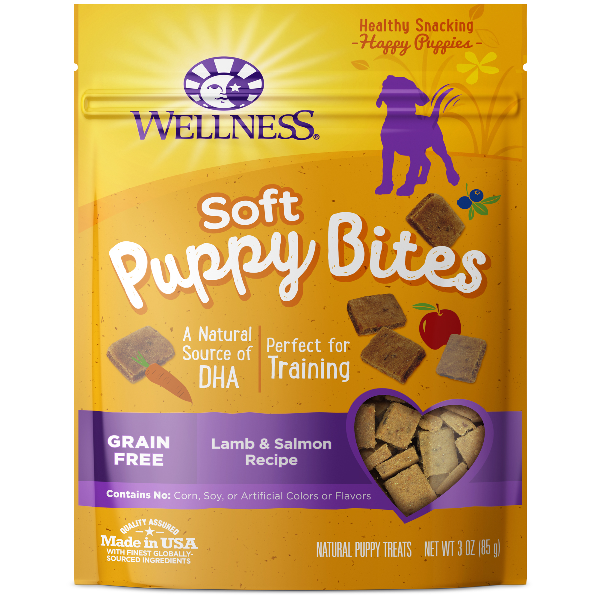 Wellness Puppy Bites Natural Grain Free Soft Puppy Treats, Lamb & Salmon, 3 Ounce Bag - image 1 of 7