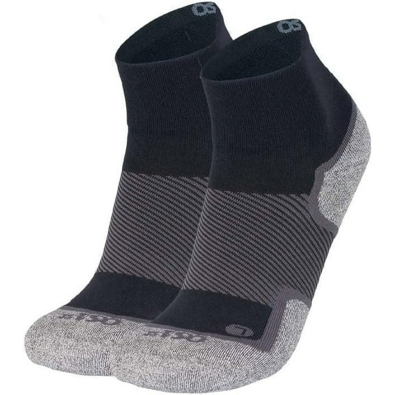 OrthoSleeve Wellness Compression Socks Quarter Crew Neuropathy Socks for Foot Pain, Black/Large
