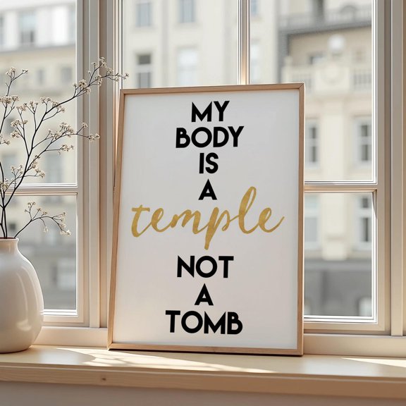 Wellness Quote Poster My Body Is a Temple Yoga Room Art