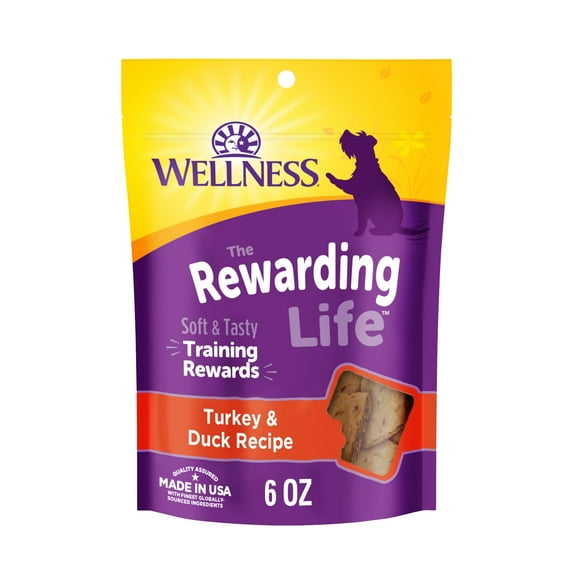 Wellness Rewarding Life Dog Treats, Natural, Training Treat, Grain Free, Soft Turkey & Duck (6 Ounce bag)