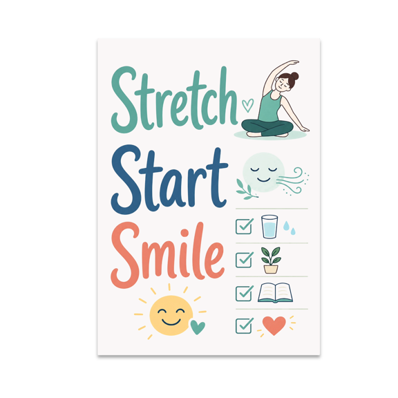 Wellness Routine Art - Low-Motivation Checklist - 13x19 Poster Print
