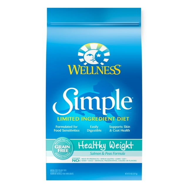 Wellness Simple Natural Grain Free Limited Ingredient Dry Dog Food, Healthy Weight Recipe, 24lb Bag