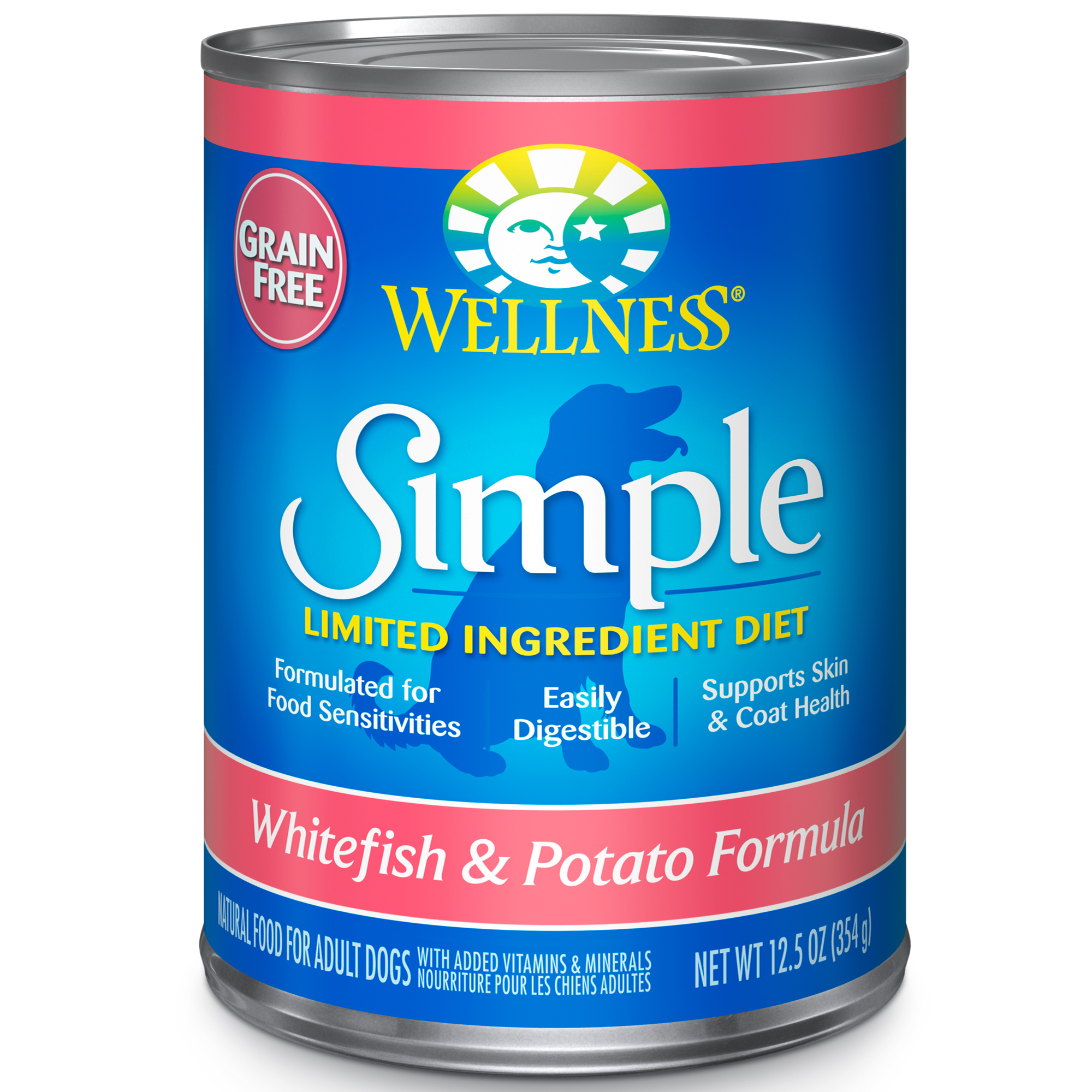 Wellness Simple Natural Wet Canned Limited Ingredient Dog Food, Whitefish & Potato, 12.5-Ounce Can (Pack of 12) - image 1 of 8