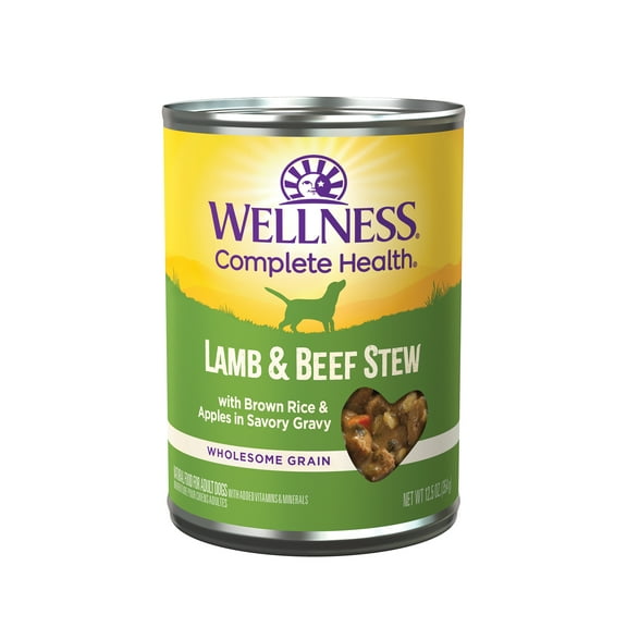 Wellness Thick & Chunky Natural Canned Dog Food, Lamb & Beef Stew, 12.5-Ounce Can (Pack of 12)