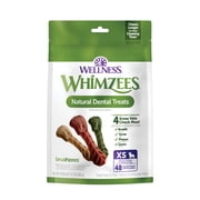 Wellness WHIMZEES Brushzees Natural Dog Dental Treat, VOHC Accepted Chews, Freshens Breath, Extra-Small Size, 12.7 oz Bag, 48 Count