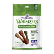Wellness WHIMZEES Brushzees Natural Dog Dental Treat, VOHC Accepted Chews, Freshens Breath, Extra-Small Size, 12.7 oz Bag, 48 Count
