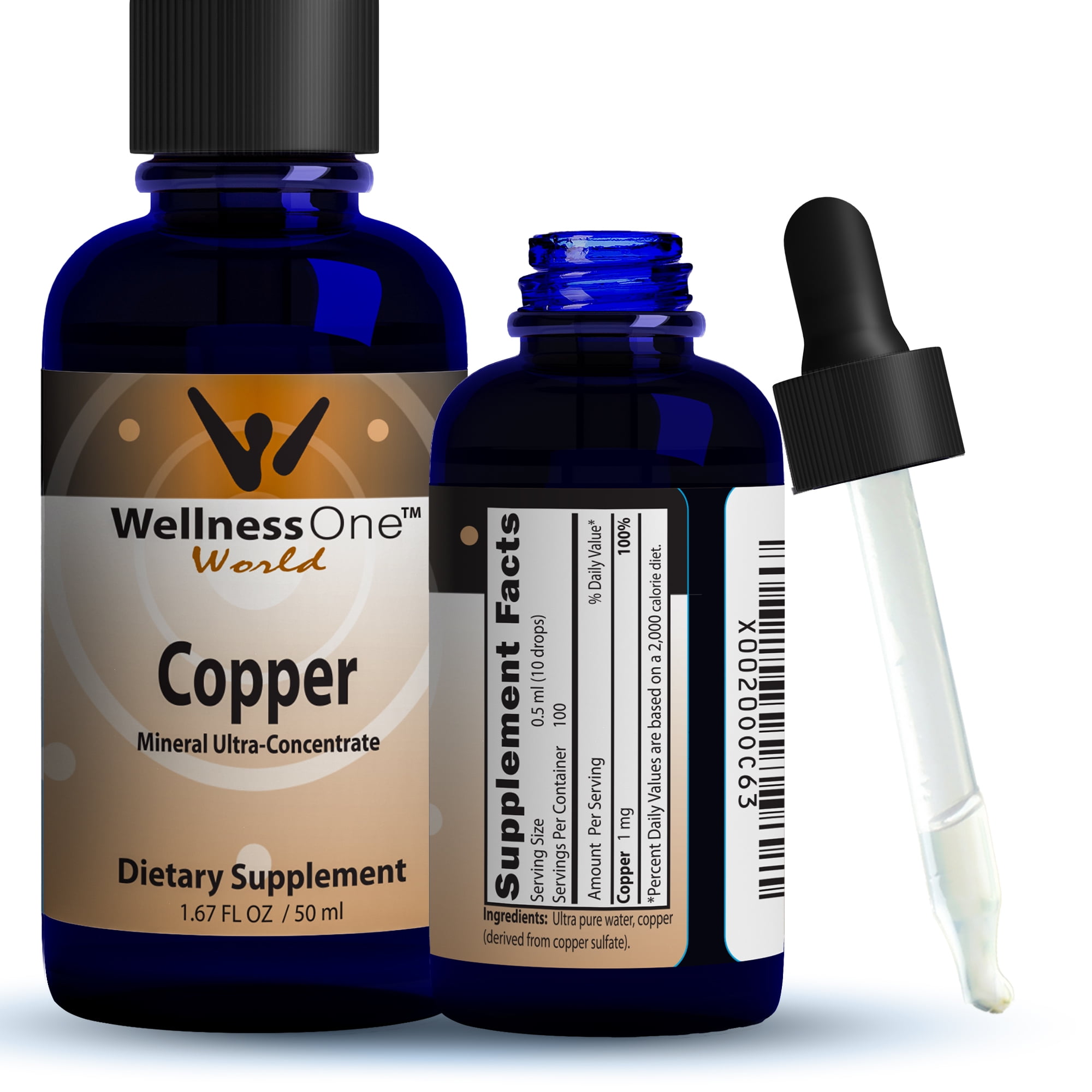 WellnessOne Copper Sulfate Liquid Vitamin Supplement Liquid Copper