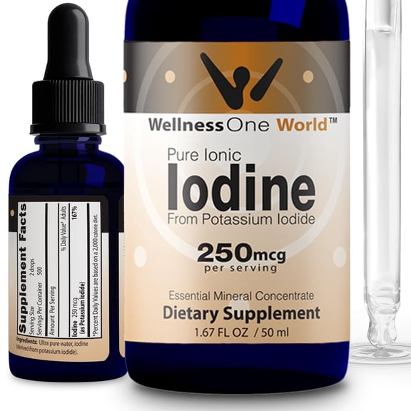 WellnessOne Iodine Drops Liquid Iodine from Potassium Iodide Easy-to-Use Iodine Supplement for Energy, Focus, and Daily Wellness 1.67 fl oz