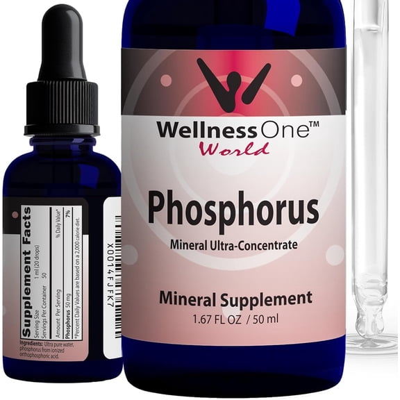 WellnessOne Phosphorus Mineral Drops - Liquid Ionic Mineral Supplement, 50 ml