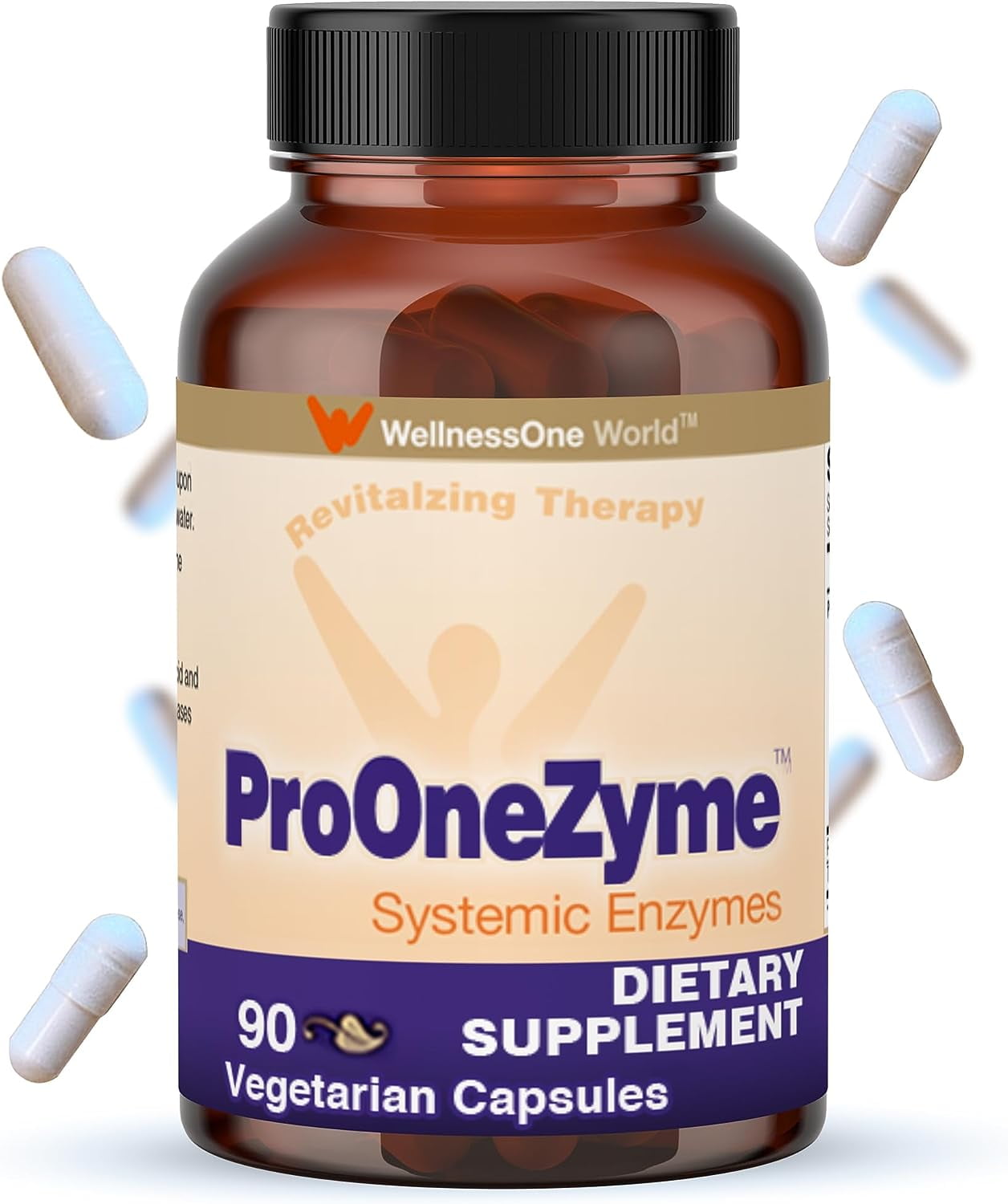 WellnessOne ProOneZyme Systemic Enzymes with Nattokinase and Bromelain