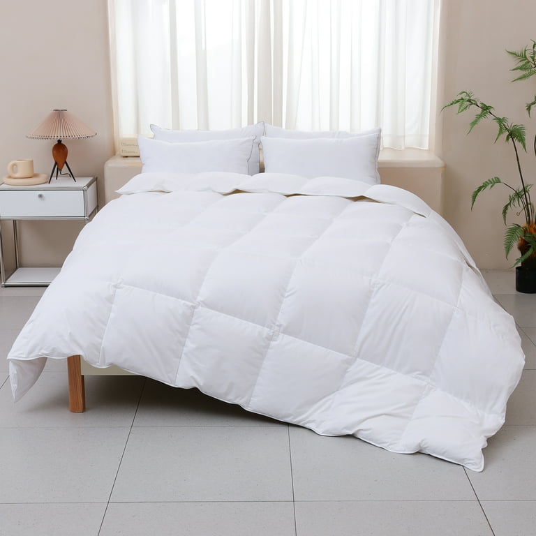 Wellos Luxury Goose Feather Down Twin Comforter 750 Fill Power Fluffy and Cozy Duvet Insert with 1000T 100 Organic Cotton All Season Premium Medium Warmth Down Comforter Walmart
