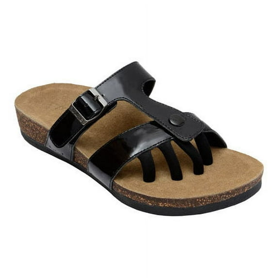 Wellrox Women's Santa Fe Sedona Wellness Casual Sandals 10 Black Patent