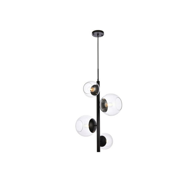Wells 18 inch pendant in black with clear shade
