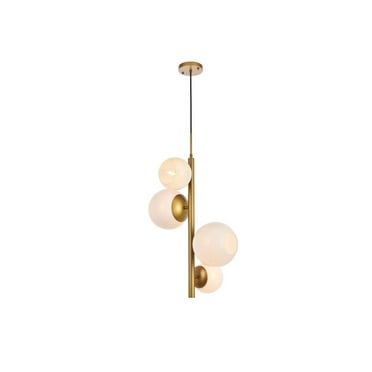 Wells 18 inch pendant in brass with white shade