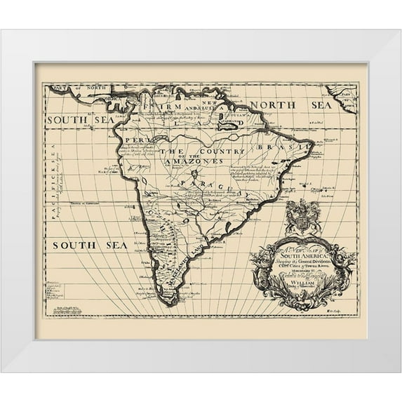 Wells 30x26 White Modern Wood Framed Museum Art Print Titled - South America - Wells 1700