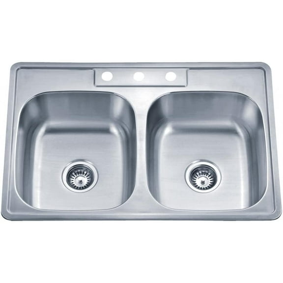 Wells 33-inch 20-gauge Drop-in 3-hole 50/50 Double Bowl ADA Compliant Stainless Steel Kitchen Sink