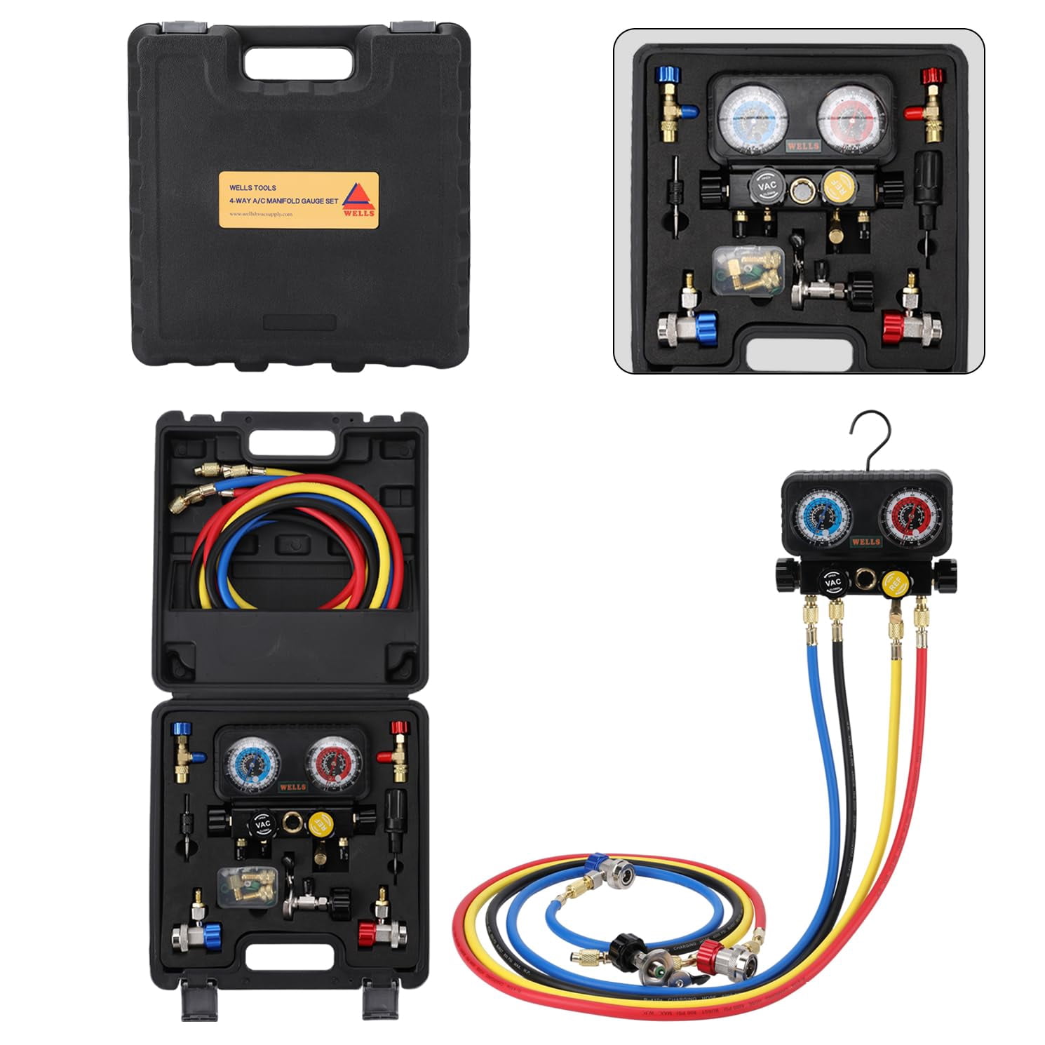 R22 R134a Set Calibri Collettore Prova Di Refrigerazione HVAC AC Con - Foto 5