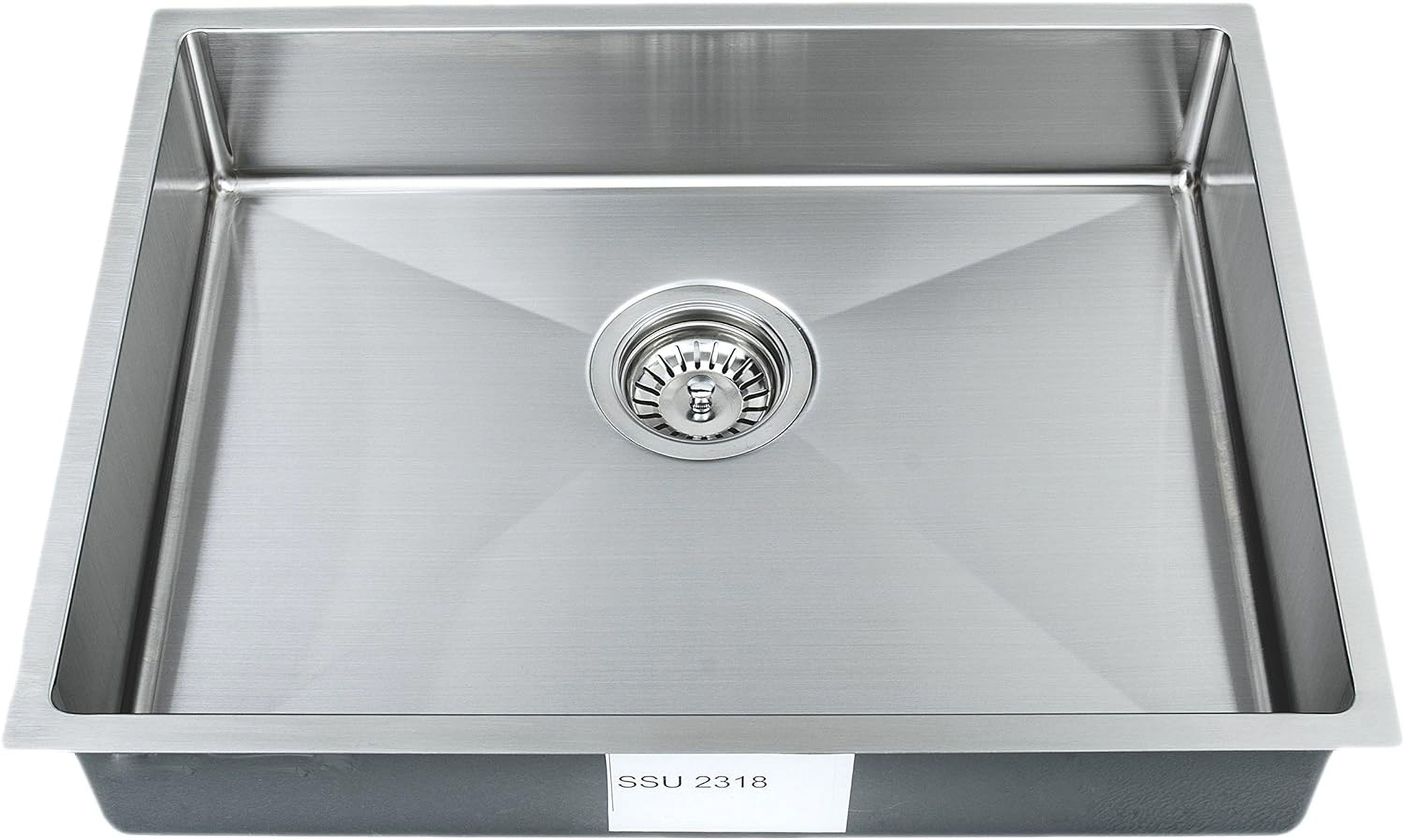 Wells Handcrafted 23Inch 18Gauge Undermount Single Bowl ADA Compliant Stainless Steel Kitchen