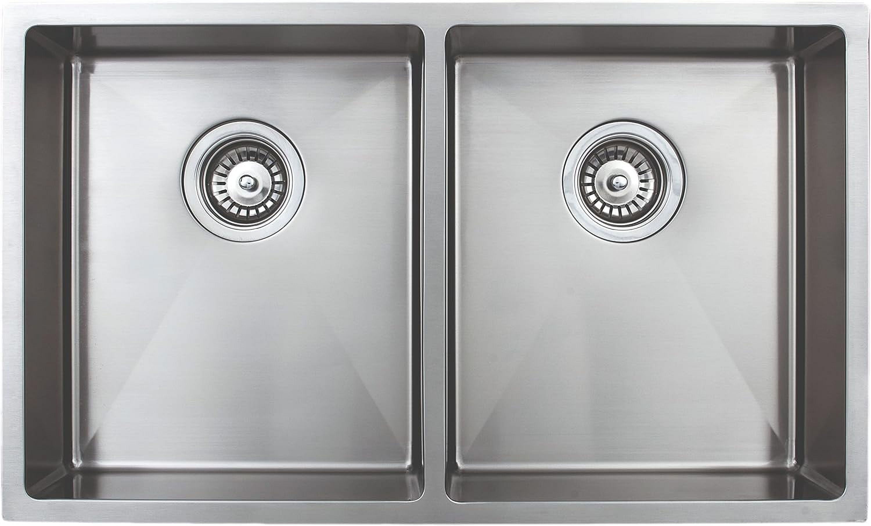 Wells Handcrafted 30Inch 18Gauge Undermount 50/50 Double Bowl ADA Compliant Stainless Steel
