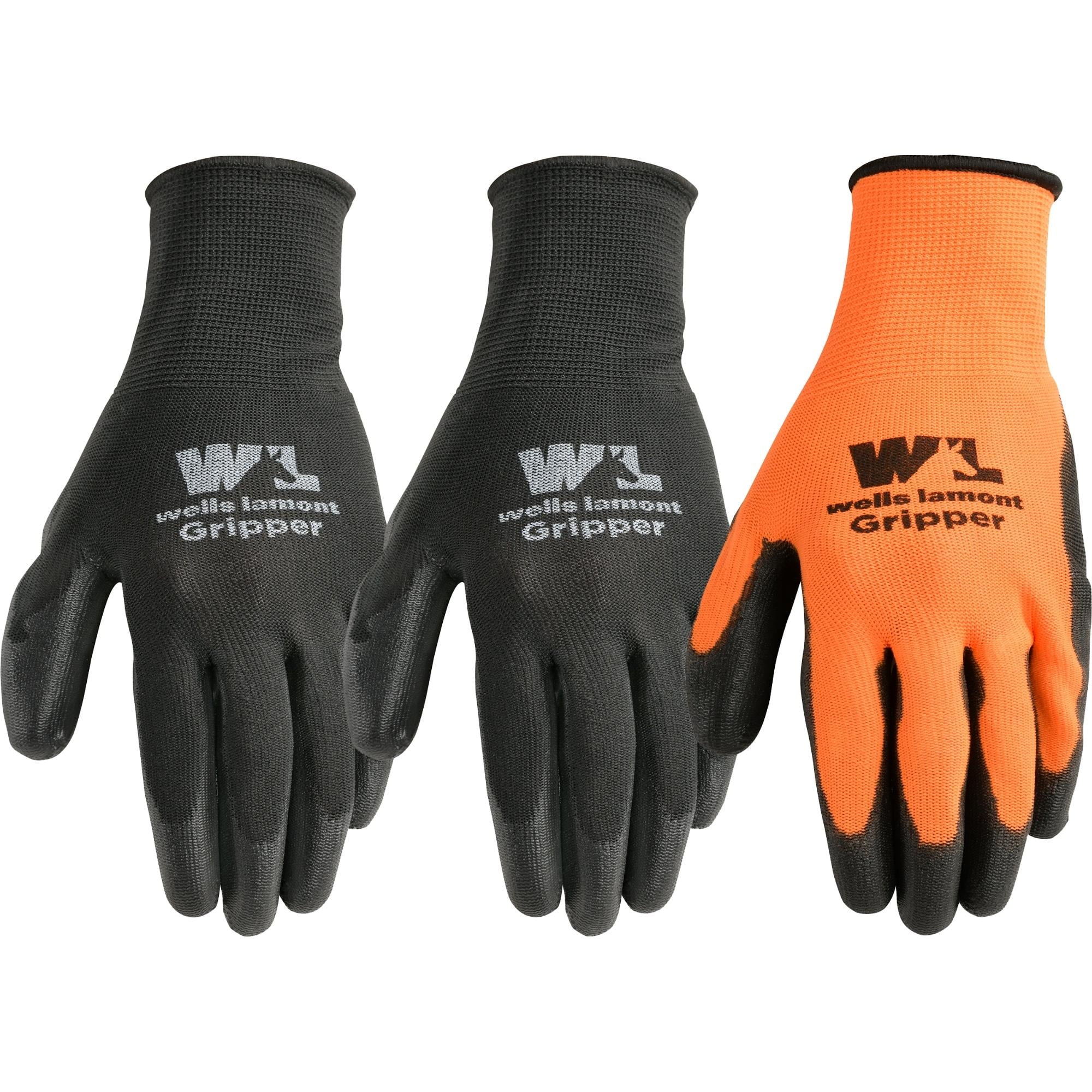 Wells Lamont 3 Pack Ultimate Gripper Men's Work Gloves, Orange/Black