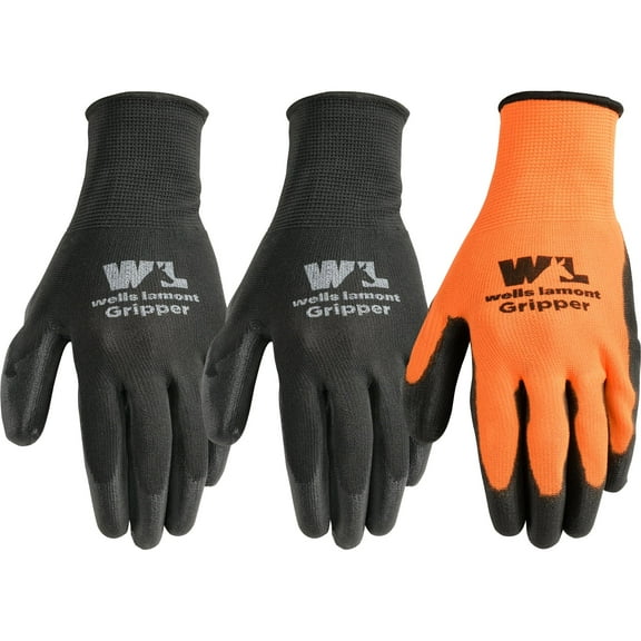 Wells Lamont 3 Pack Ultimate Gripper Men's Work Gloves, Orange/Black