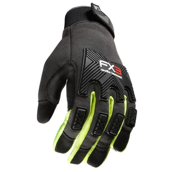 Wells Lamont 7039211 FX3 Mens Indoor & Outdoor Hi-Viz Work Gloves, Black & Yellow - Extra Large - Pack of 2