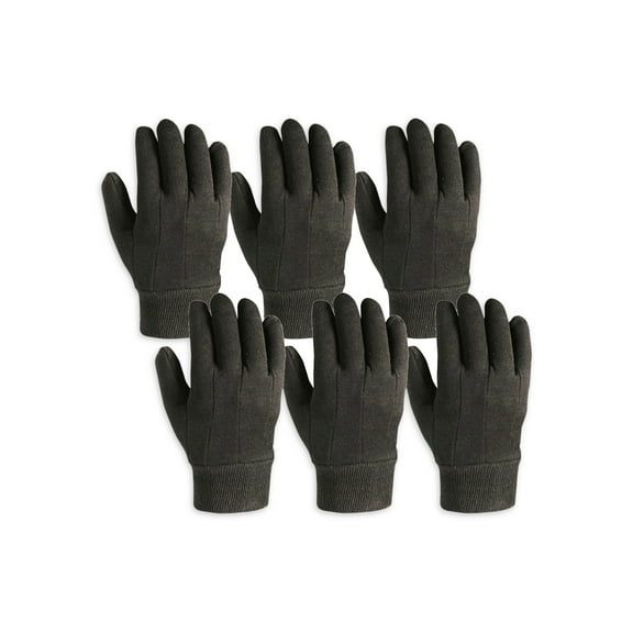 Wells Lamont Men's Brown Jersey Glove, 6 Pack