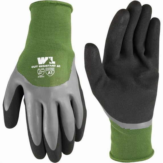 Wells Lamont Men's Indoor/Outdoor Latex Palm Dipped Gloves Gray/Green L