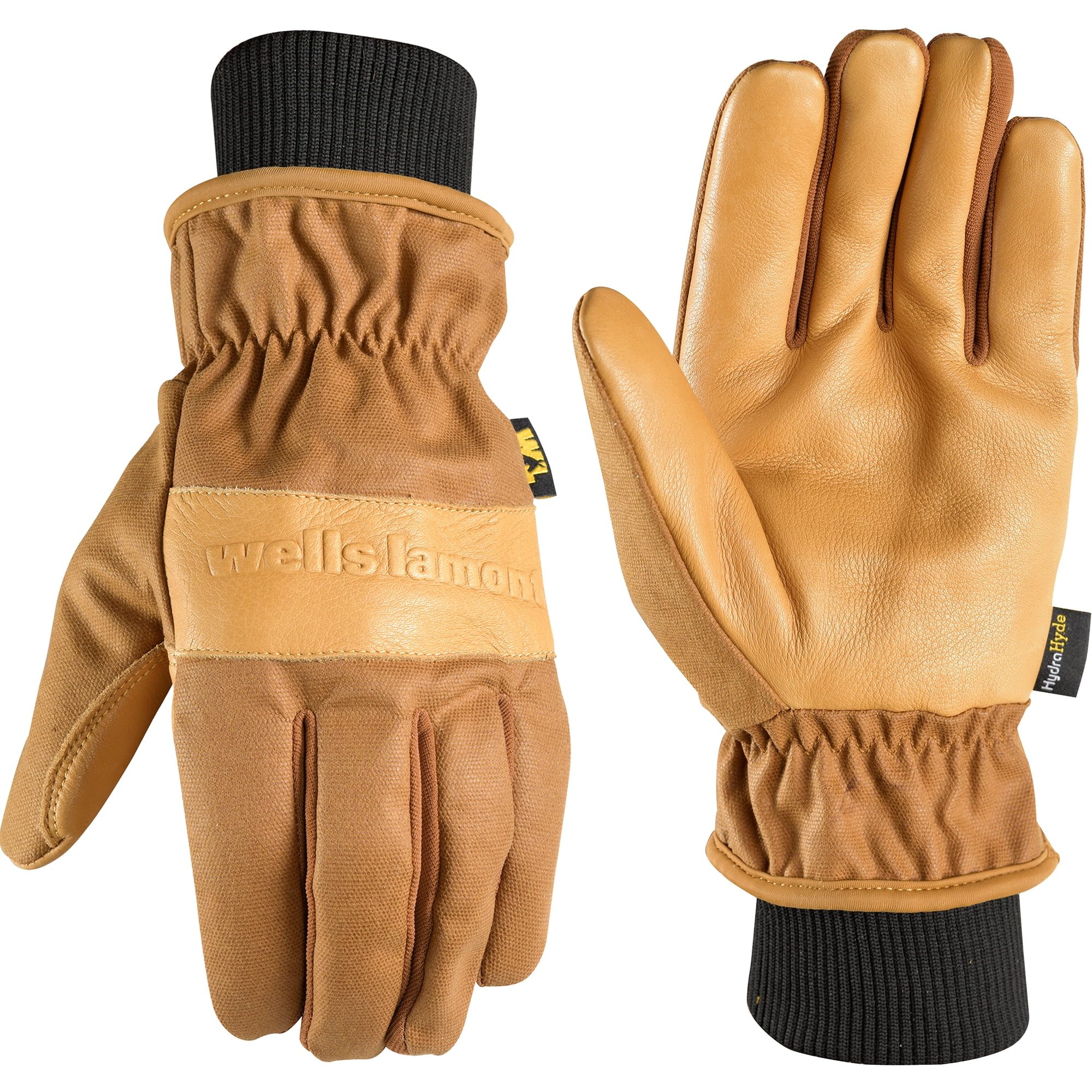 Wells Lamont Men's Insulated HH Waxed Duck Canvas Leather Hybrid Work Gloves, Size X-Large