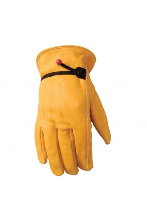 Men's Leather Work Gloves with Adjustable Wrist, Palm Patch, Cowhide