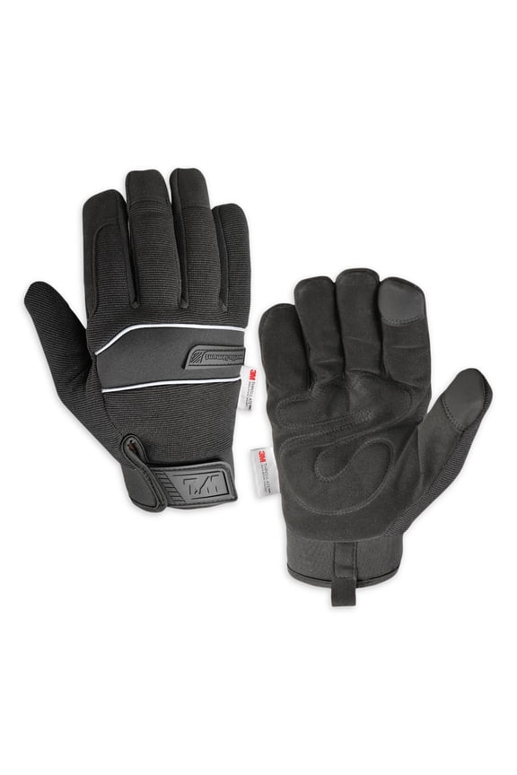 Men's Lined Synthetic Leather Gloves, Black, Large