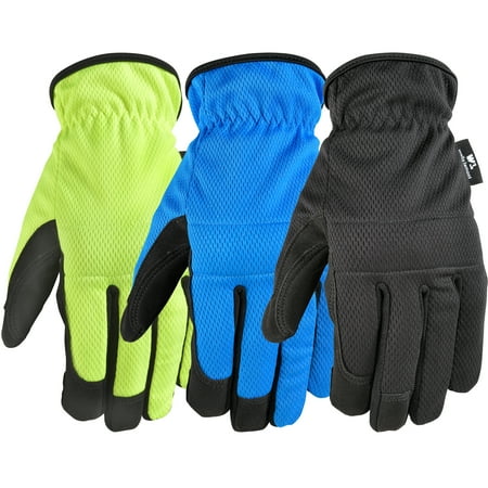 Wells Lamont Men's Work Gloves, Synthetic Leather All-Purpose, 3 Pair Pack