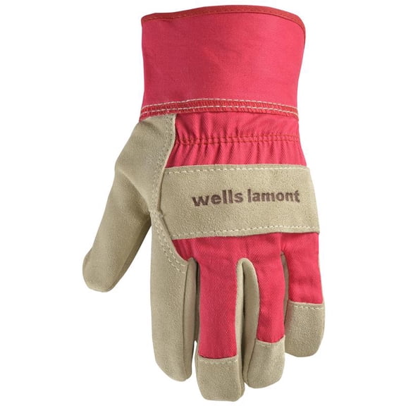 Wells Lamont Women's Heavy Duty Leather Palm Work Gloves with Safety Cuff, Pink, Small (4113S-800)