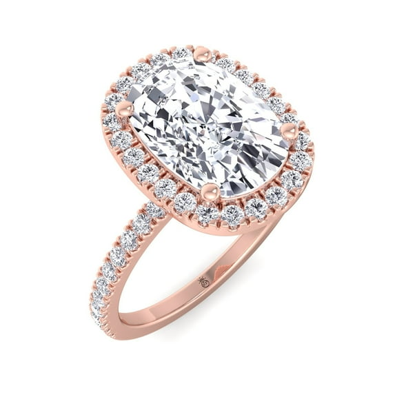 Wells - Moissanite Elongated Cushion Cut Halo Lab Diamond Engagement Ring With Sidestones
