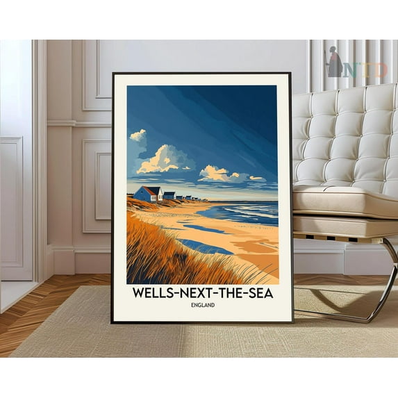 Wells-Next-The-Sea Poster, Norfolk Poster, Uk Travel Poster, Coastal Wall Art, British Decor, Wells-Next-The-Sea Travel Print, Norfolk Decor Wall Art, Modern Wall Decor, 12x18 UNFRAMED