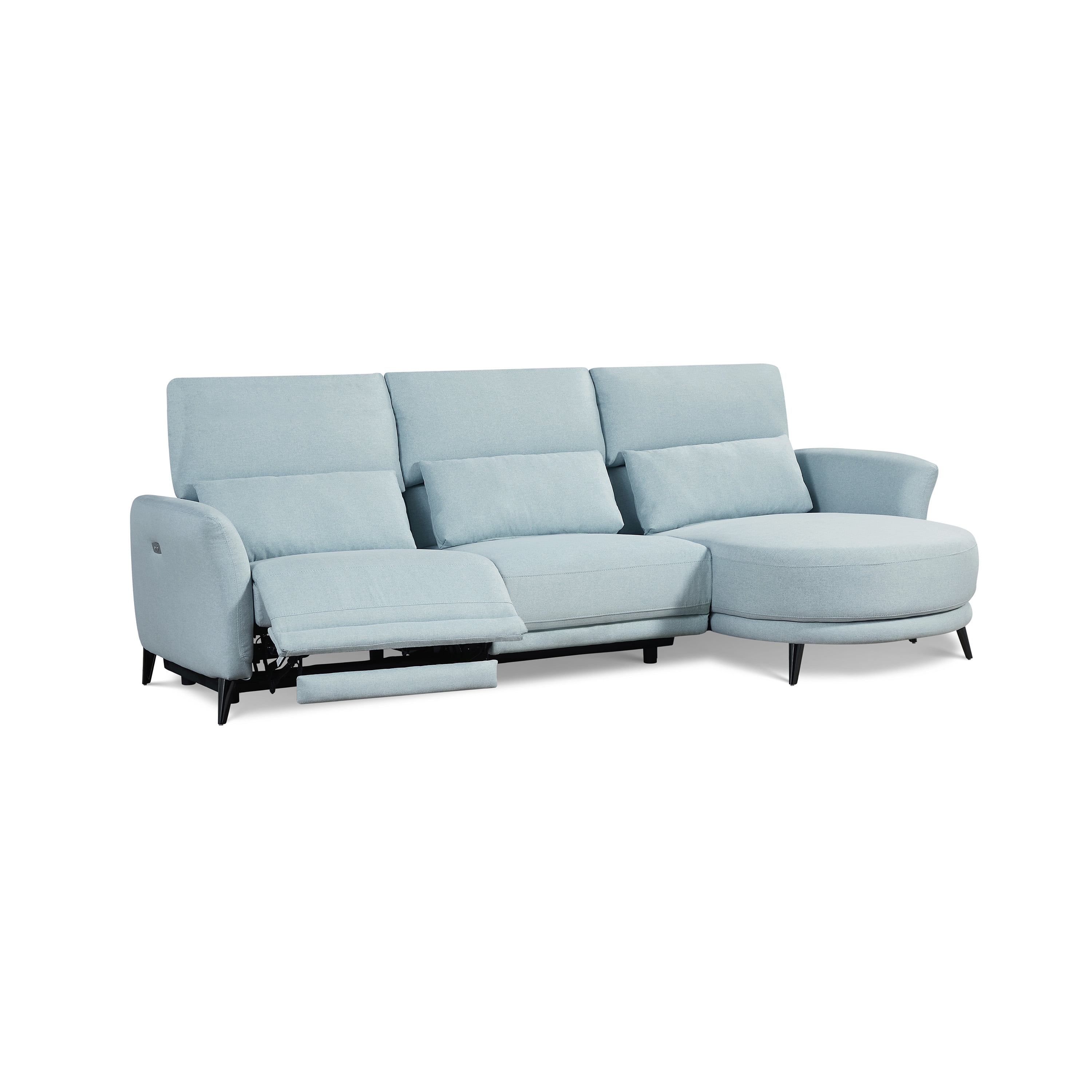 Wells Right-Arm Light Blue Chaise Lounge Sectional Sofa with Adjustable Head