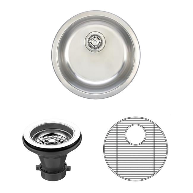 Wells Sinkware JZU1919-8 19 in. Round 18 Gauge Undermount Single Bowl Stainless Steel Kitchen Bar Sink