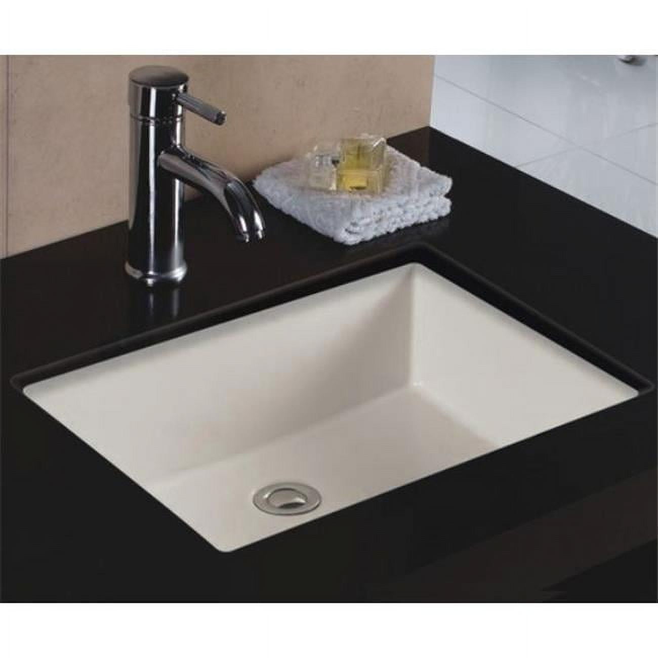Biscuit Ceramic Rectangular Undermount Bathroom Sink with Overflow