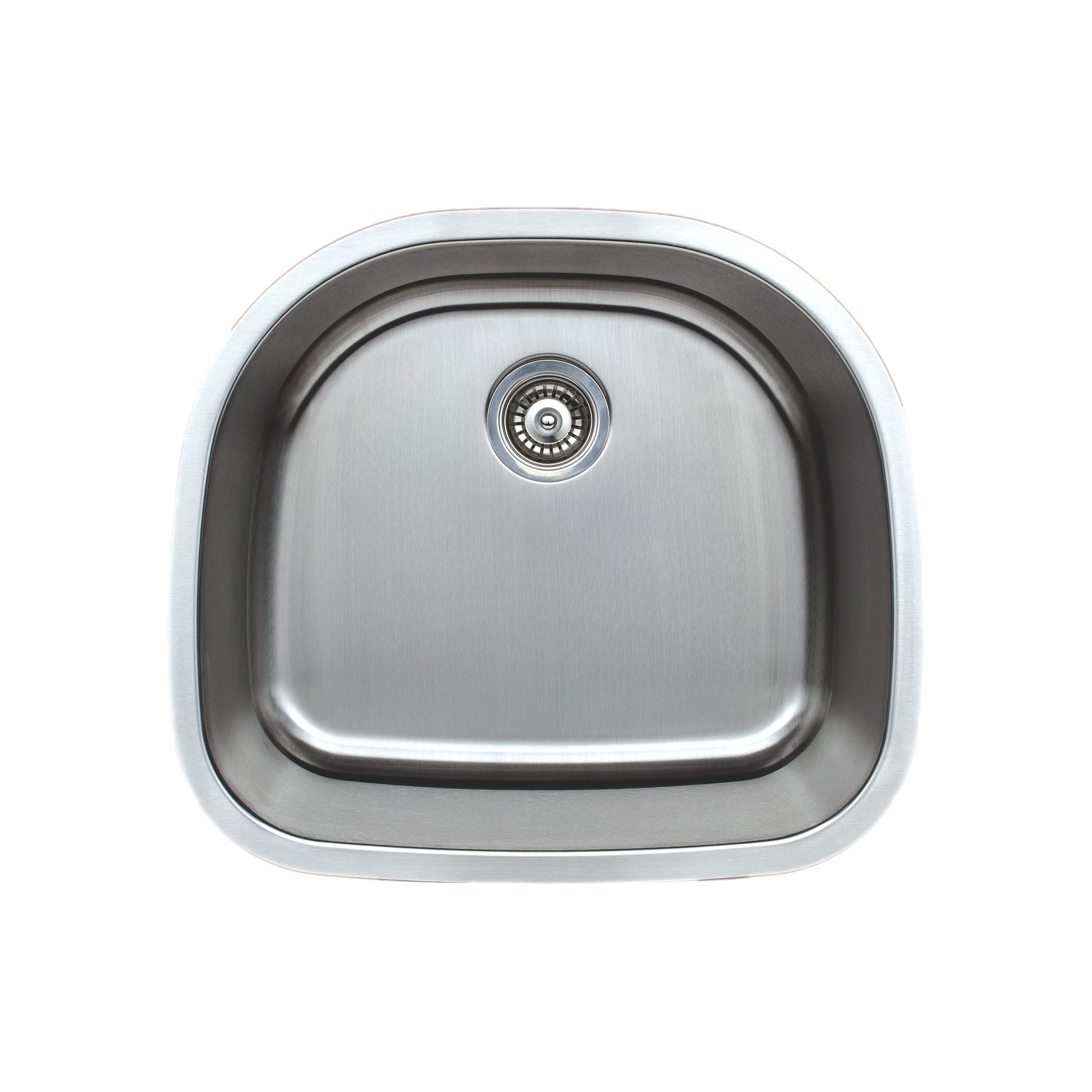 Wells Sinkware CMU2421-9D 24 in. 18 Gauge Undermount D-Shaped Single Bowl Stainless Steel Kitchen Sink
