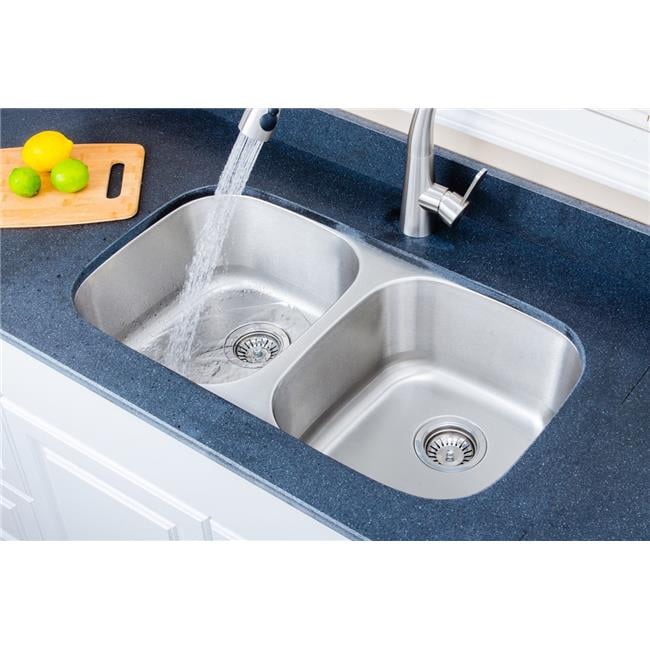 Wells Sinkware 33 in. 18 Gauge Undermount 50-50 Double Bowl Stainless Steel Kitchen Sink