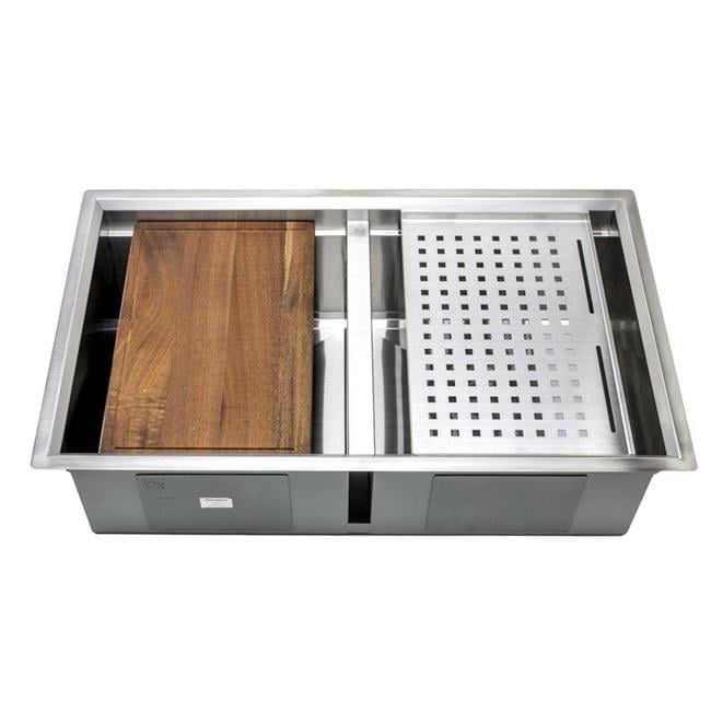 Wells Sinkware 3D 3219-99-1 32 in. Handcrafted Undermount 50-50 Double Bowl Stainless Steel Kitchen Sink, Brushed Matte
