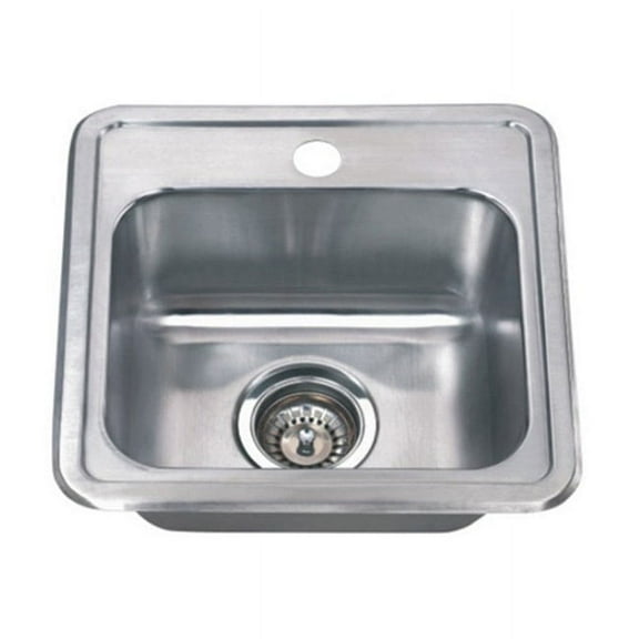 Wells Sinkware CMT1515-6 15 in. 22 Gauge Drop-in Single Bowl Stainless Steel Bar Sink