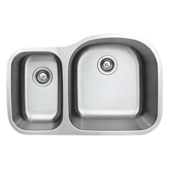 Wells Sinkware CMU3221-79D 32 in. 18 Gauge Undermount 30-70 Double Bowl Stainless Steel Kitchen Sink