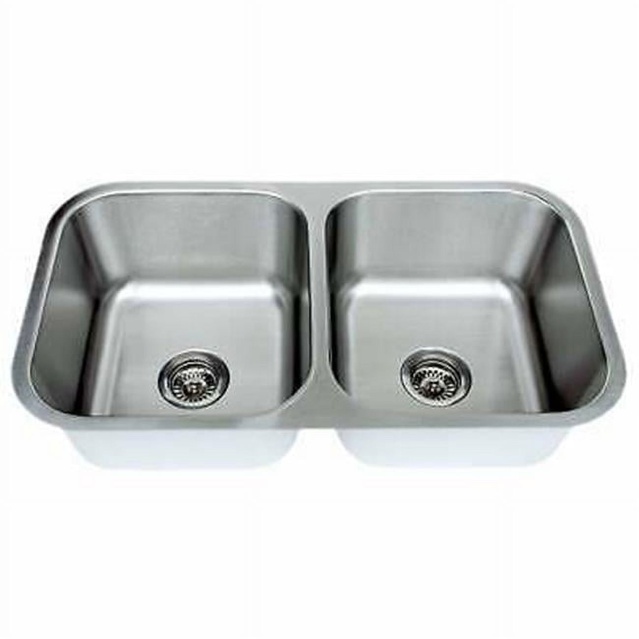 Wells Sinkware CMU3318-99 33 in. 18-Gauge Undermount 50-50 Double Bowl Stainless Steel Kitchen Sink