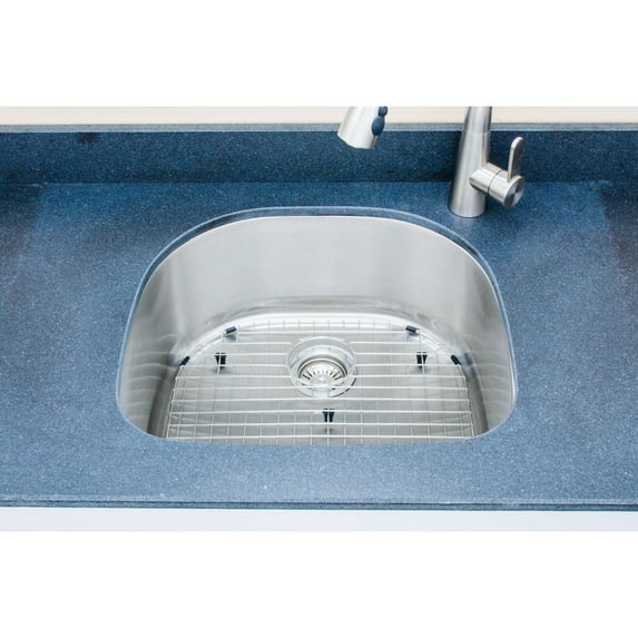 Wells Sinkware Craftsmen Series 24-inch 16-gauge Undermount D-Shape Single Bowl Stainless Steel Kitchen Sink Package