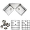 thumbnail image 1 of Wells Sinkware NCU3333-1010-BF-1 46 in. Handcrafted 16 Gauge Undermount Butterfly Equal Double Bowl Stainless Steel Corner Kitchen Sink with Grid Racks & Basket Strainers, 1 of 2